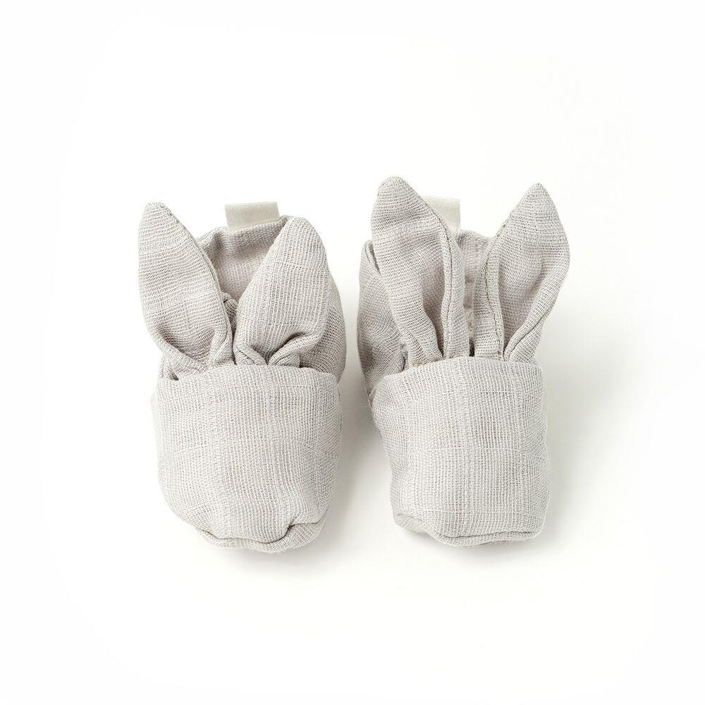 Deux Lapins Cotton Grey Tavşan Kulaklı Müslin Bebek Patik