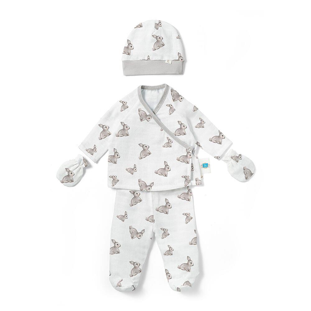 Deux Lapins Iconique Lapin 4 Parça Yenidoğan Hastane Çıkış Seti