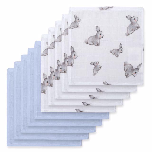 Deux Lapins Iconique Lapin & Endless Blue 10`lu Müslin Ağız bezi paketi