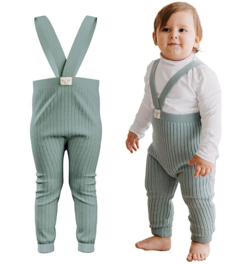 Mama Yoyo Askılı Organik Triko Bebek Taytı - Mint