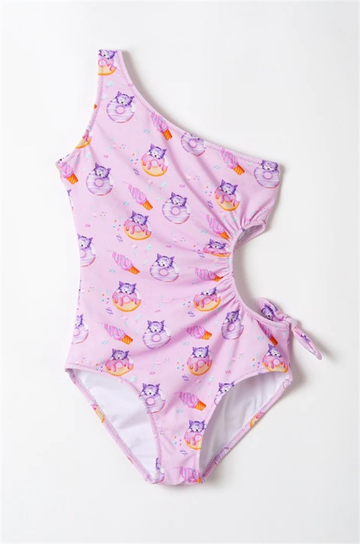 MissMuse_Cats and Donuts Tek Omuz  Fırfırlı Bikini