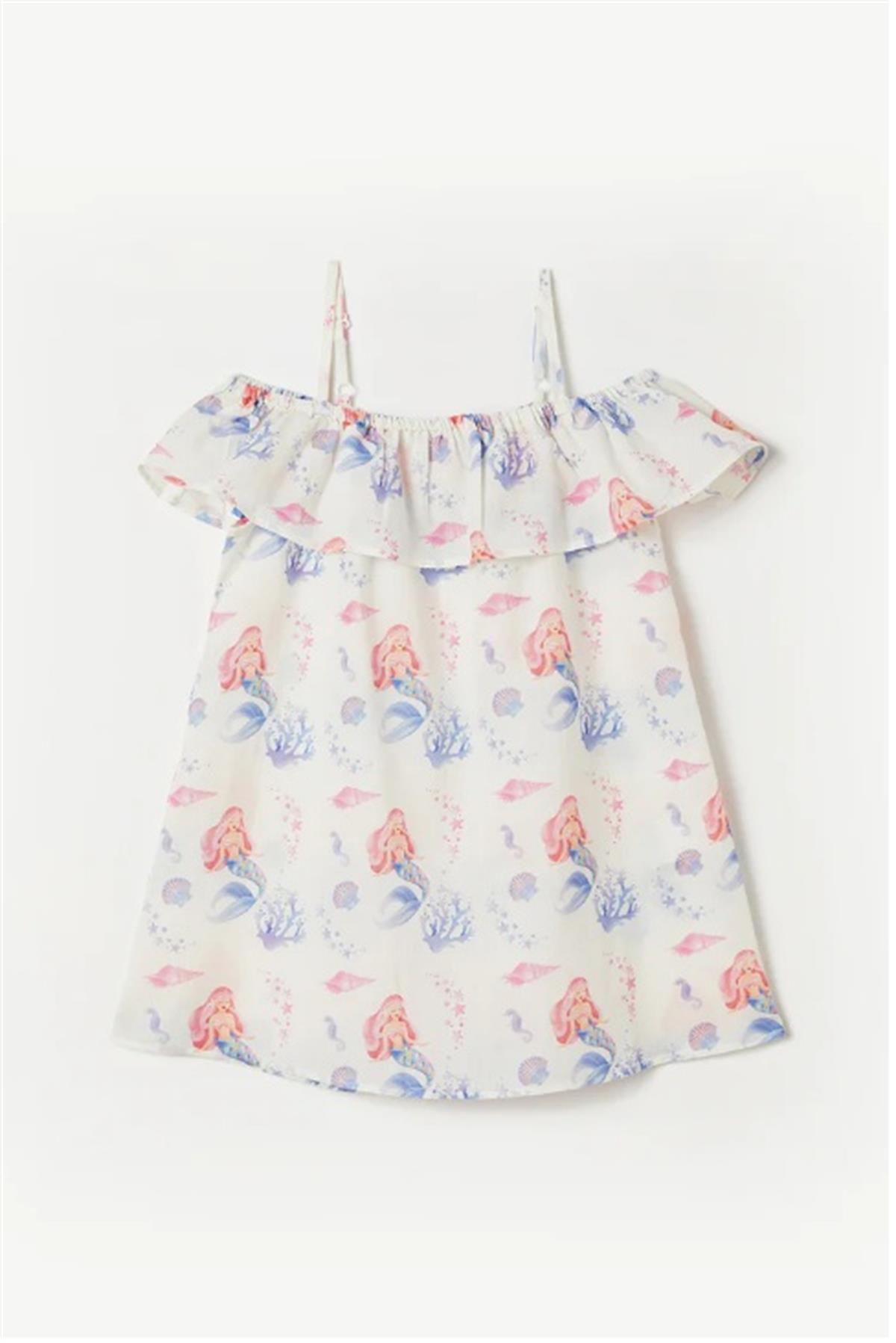 MissMuse_Mermaid Under the Sea Fırfırlı  Plaj Elbisesi