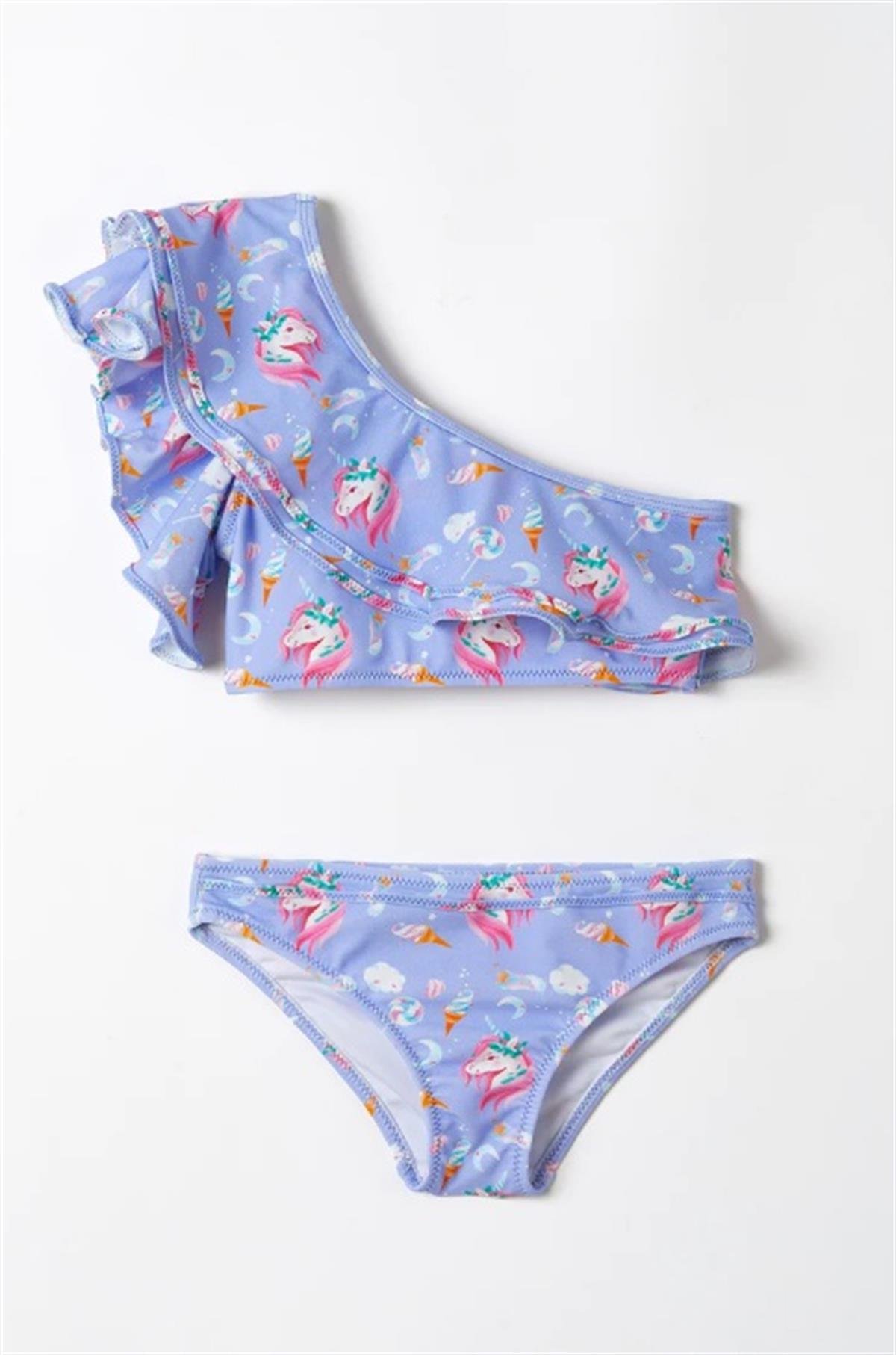 MissMuse_Unicorns in Wonderland Mor Tek Omuz Bikini