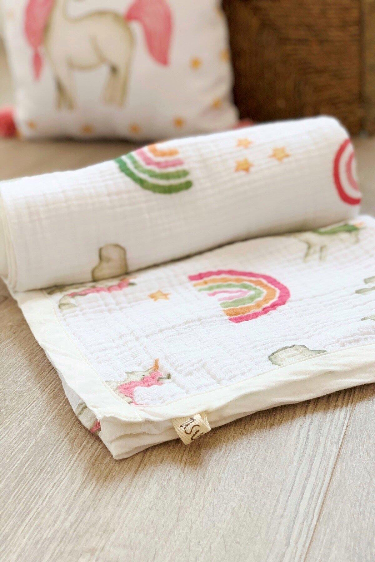 Asu Baby&Kids  Unicorn Organik 4 Kat  Müslin Battaniye