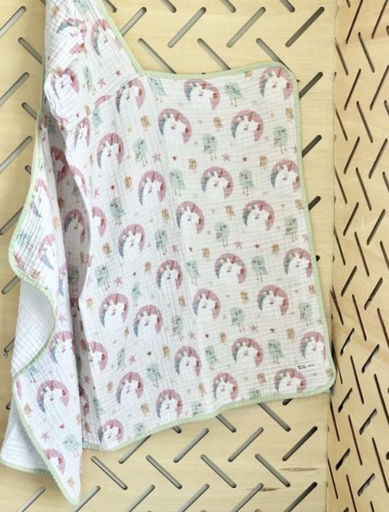 Asu Baby&Kids Unicornbird Organik Fırfırlı Pamuk Müslin kurulama Örtüsü