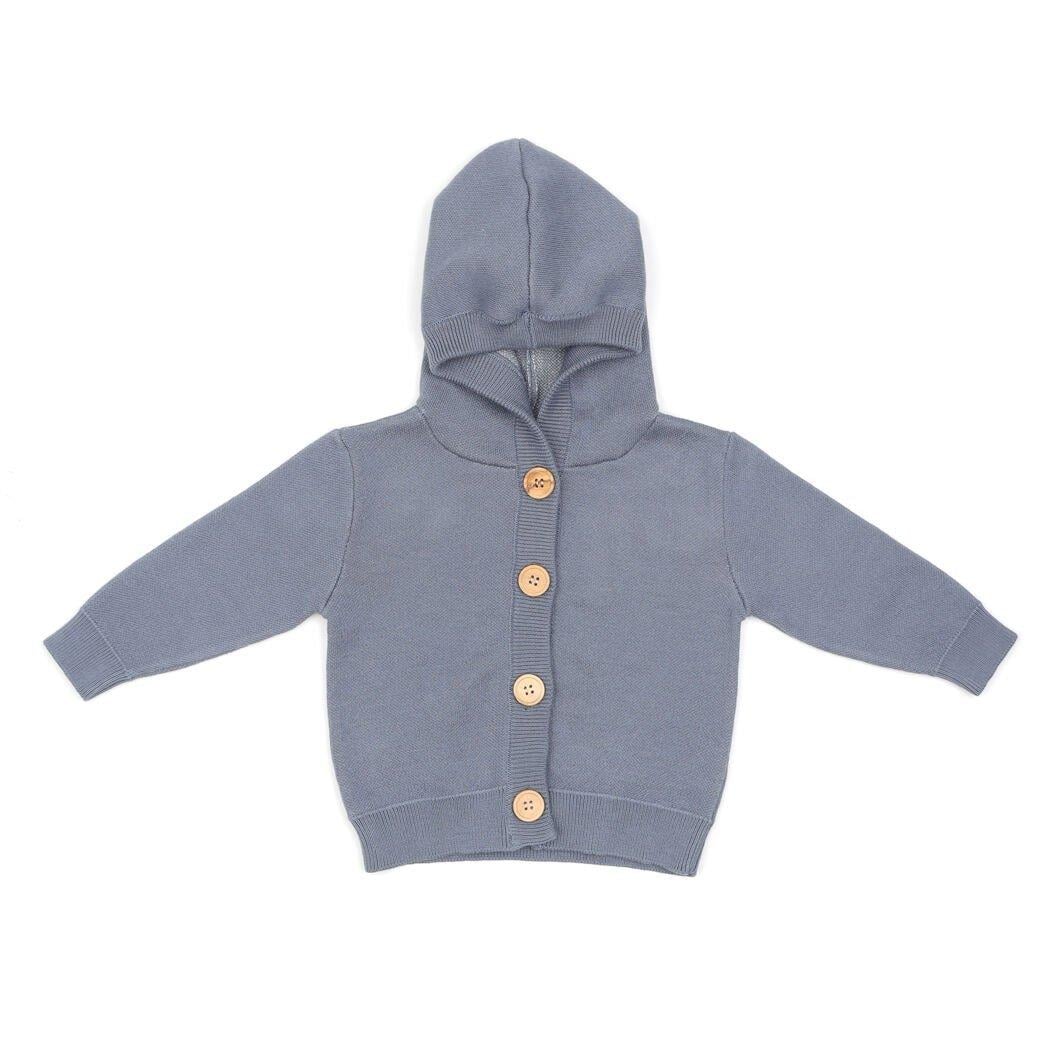 Baboo Roket Desenli Mavi Bebek ve Çocuk Kapüşonlu Hırka