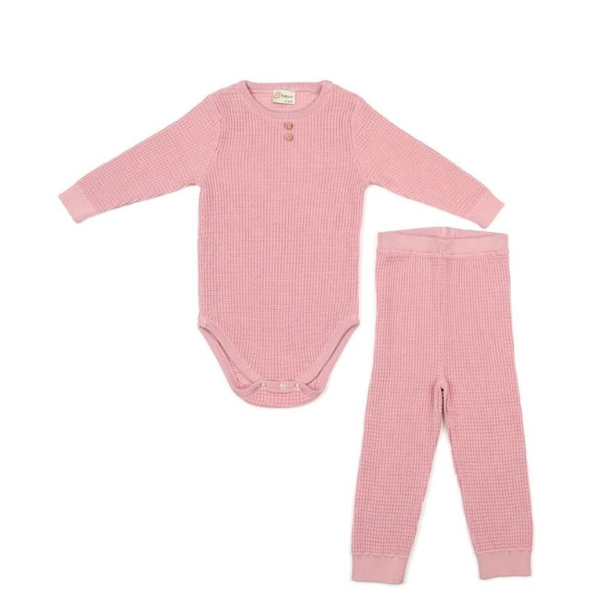 Baboo Waffle Alt-Üst Bebek Takım_Pembe