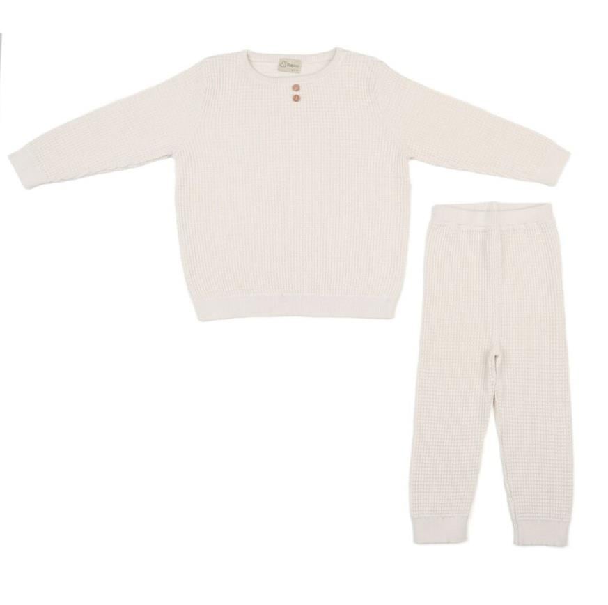 Baboo Waffle Alt-Üst Çocuk Takım_Krem