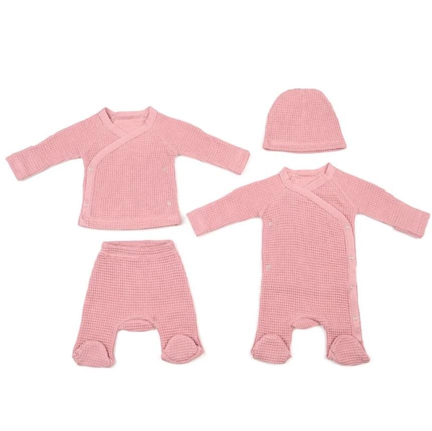 Baboo Waffle Hastane Çıkış Seti 4 Parça_Pembe