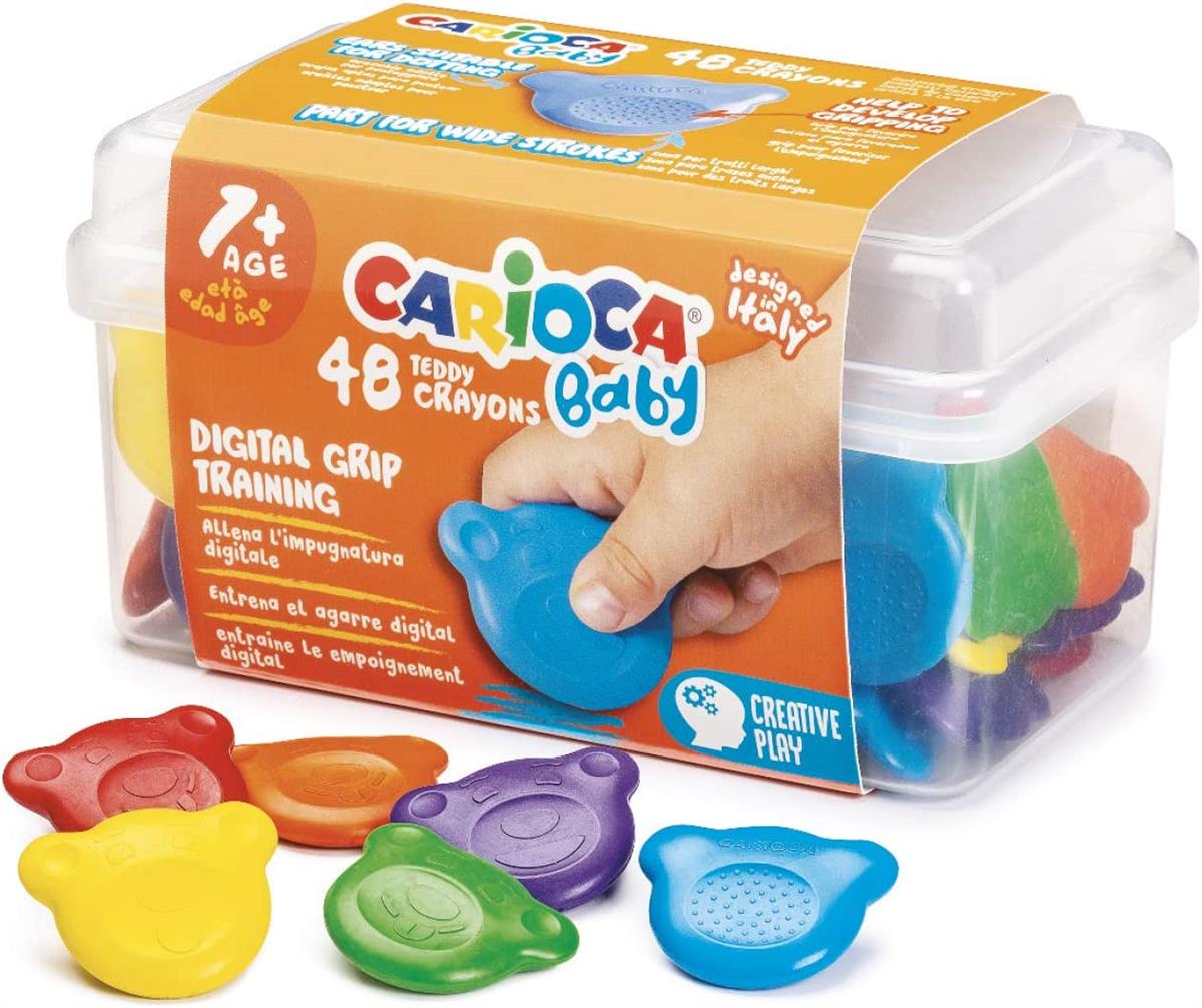 CARIOCA TEDDY ŞEKİLLİ ELLERİ KİRLETMEYEN MUM BOYALAR 48'Lİ 1 YAŞ+