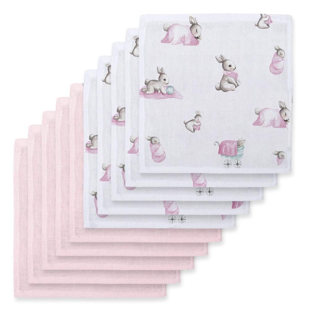 Deux Lapins Bébé Lapin Rose & Innocent pink 10`lu Müslin Ağız bezi paketi