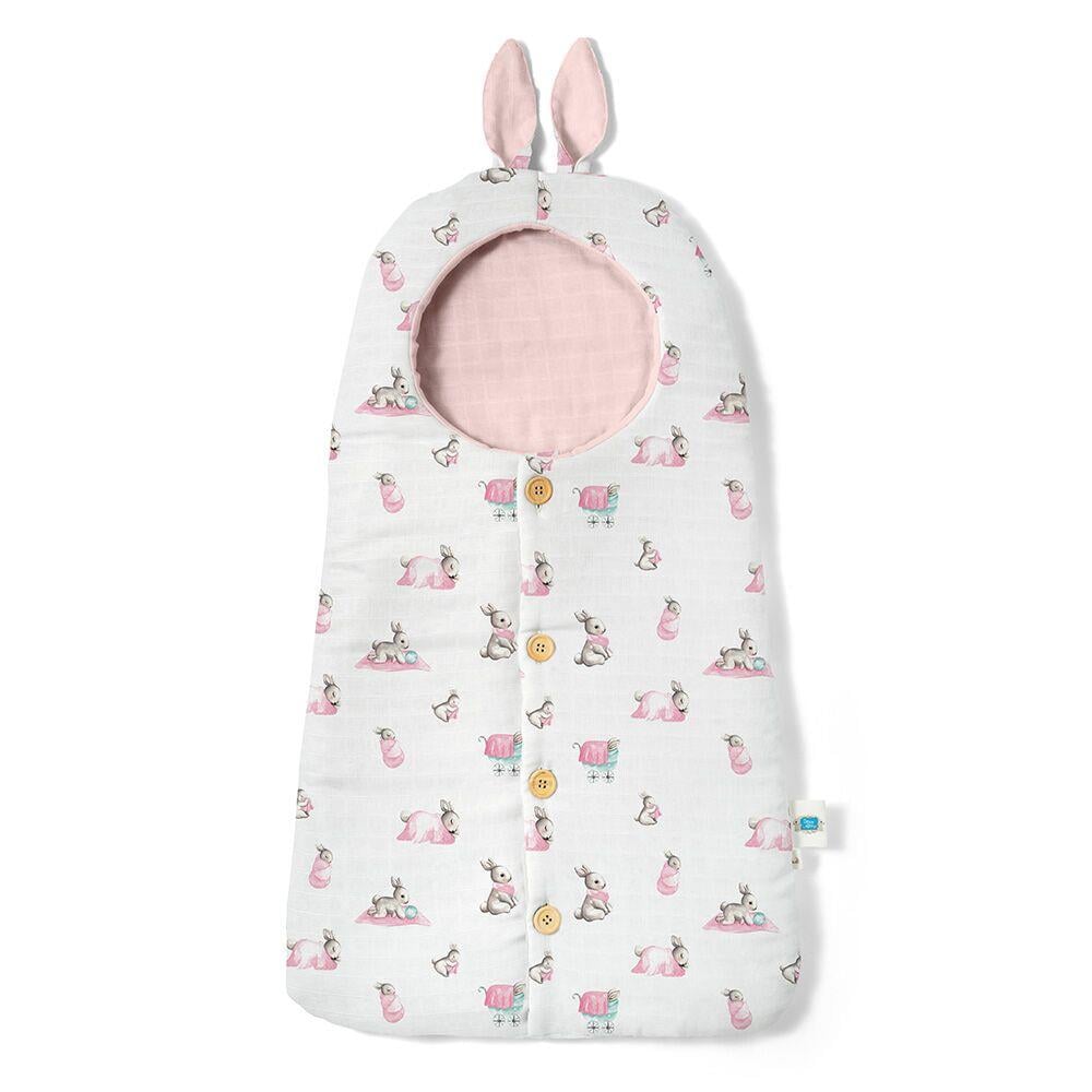 Deux Lapins Bébé Lapin Rose Müslin Kundak Battaniye