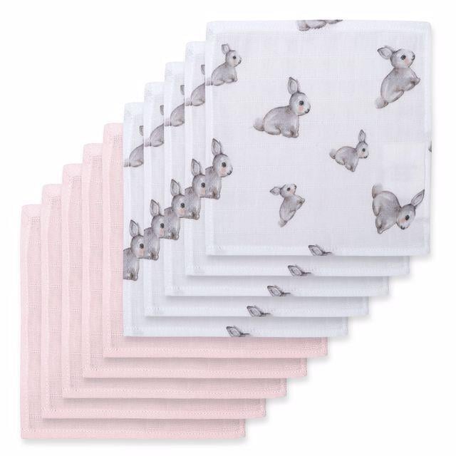 Deux Lapins Iconique Lapin & Innocent pink 10`lu Müslin Ağız bezi paketi