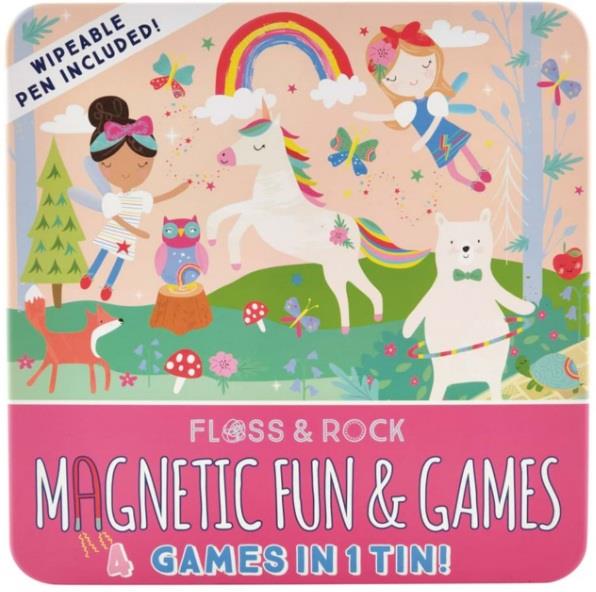 FLOSS & ROCK Mıknatıslı Kutu Oyunları-4'ü 1 Arada/Rainbow Fairy