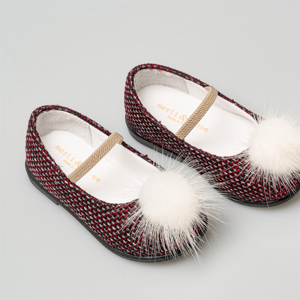 Merli&Rose Ponponlu Kumaş Babet | Bordo