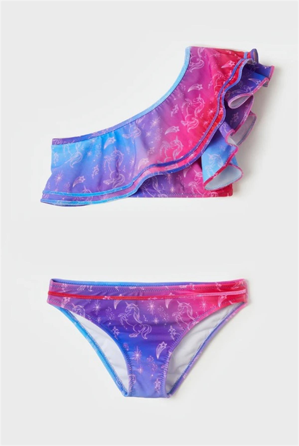 MissMuse_Magical Unicorns Tek Omuz Fırfırlı  Bikini