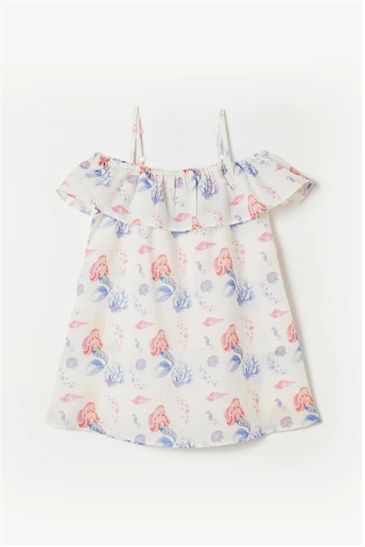 MissMuse_Mermaid Under the Sea Fırfırlı  Plaj Elbisesi