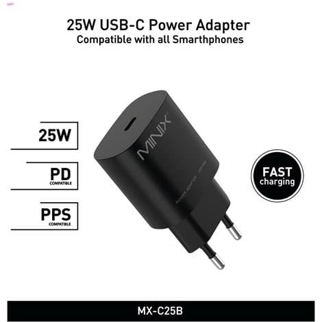 Minix MX-C25B 25W USB-C Siyah Adaptör