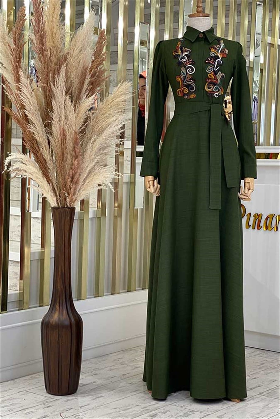 Pınar Şems Afra Elbise Haki