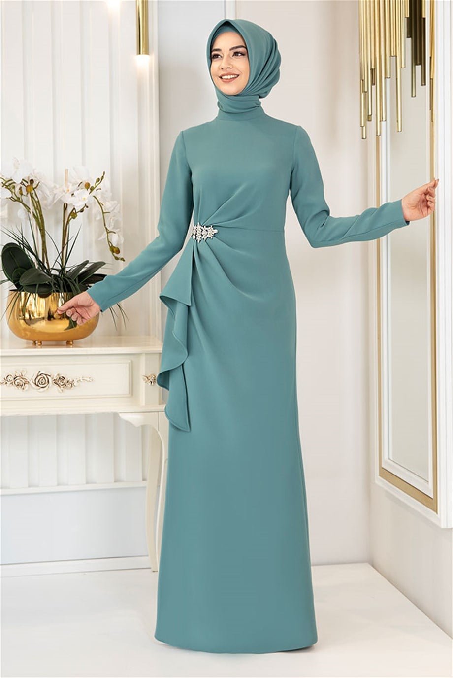 Pınar Şems Boncuka Elbise Mint