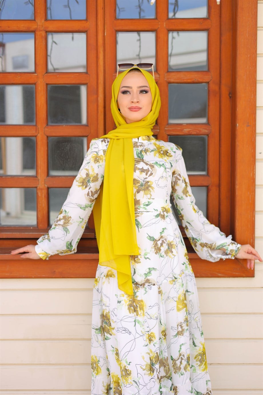 Pınar Şems Gülseli Elbise Yeşil