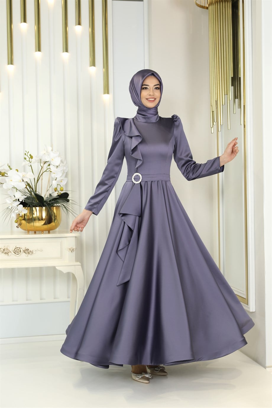 Pınar Şems Lalin Abiye Sisli Mor