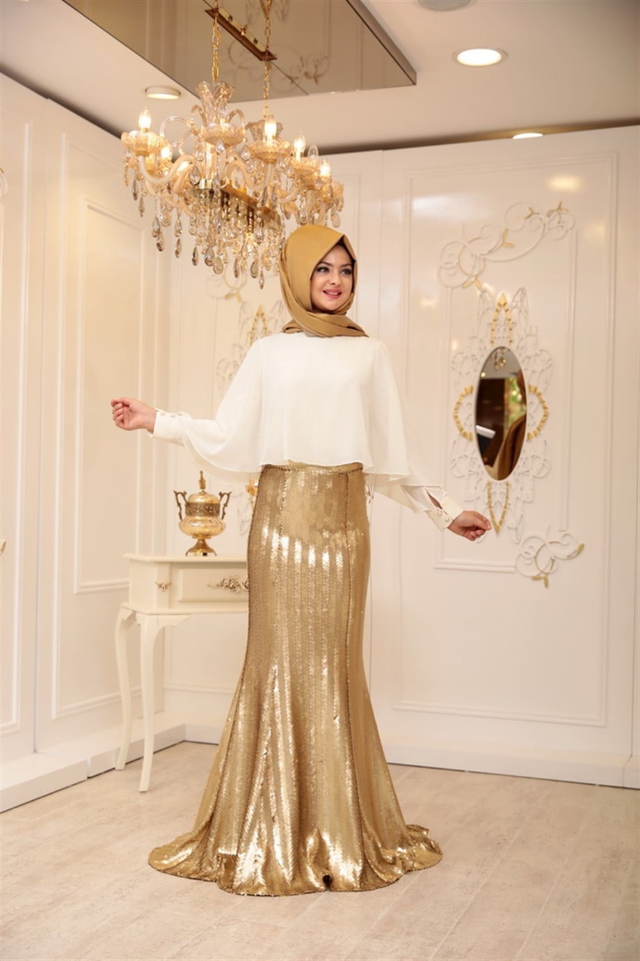 Pınar Şems Pullu Balık Etek Gold