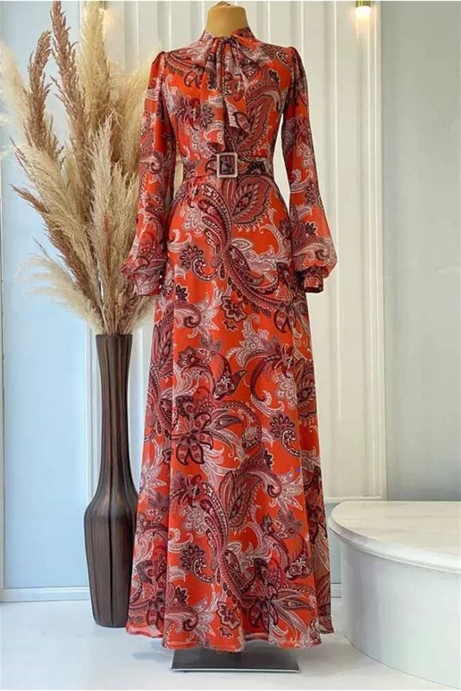 Pınar Şems Seray Elbise Turuncu