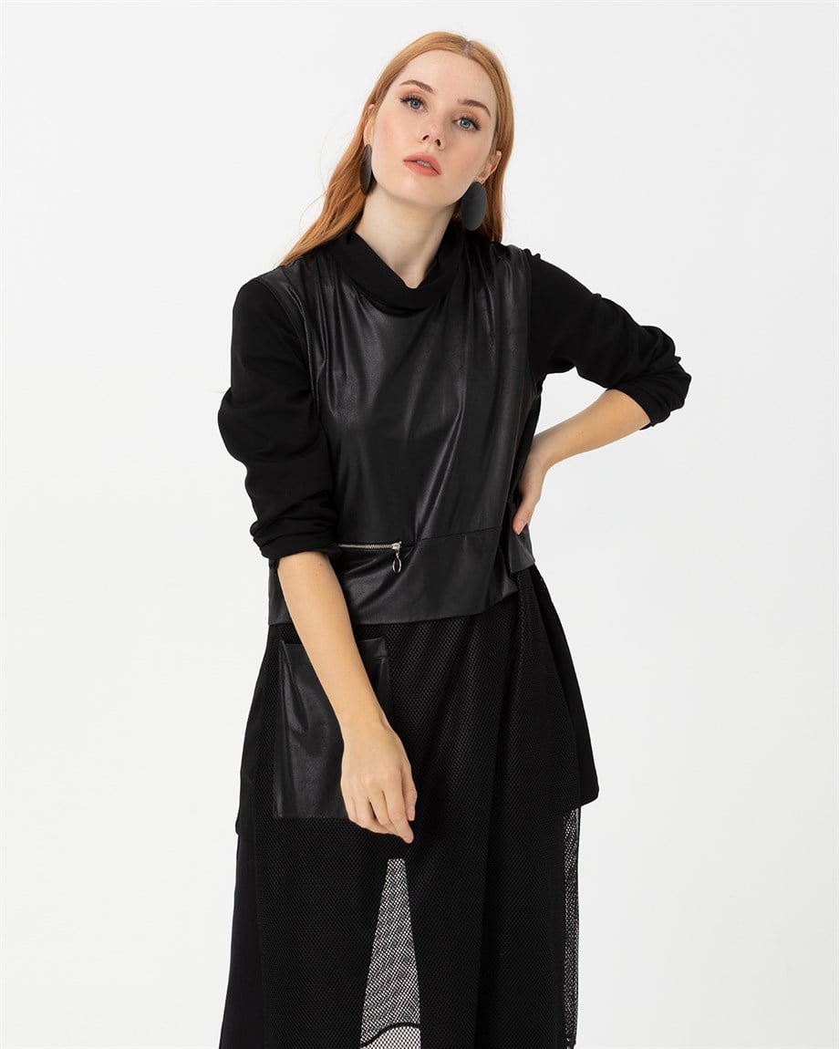 SCL İÇ BLUZLU FİLE DETAYLI TUNİK