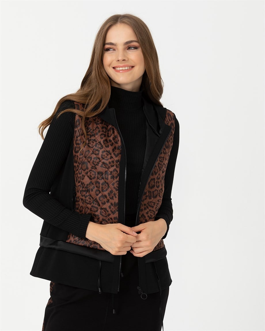 SCL KAPİTONELİ LEOPAR DESENLİ YELEK