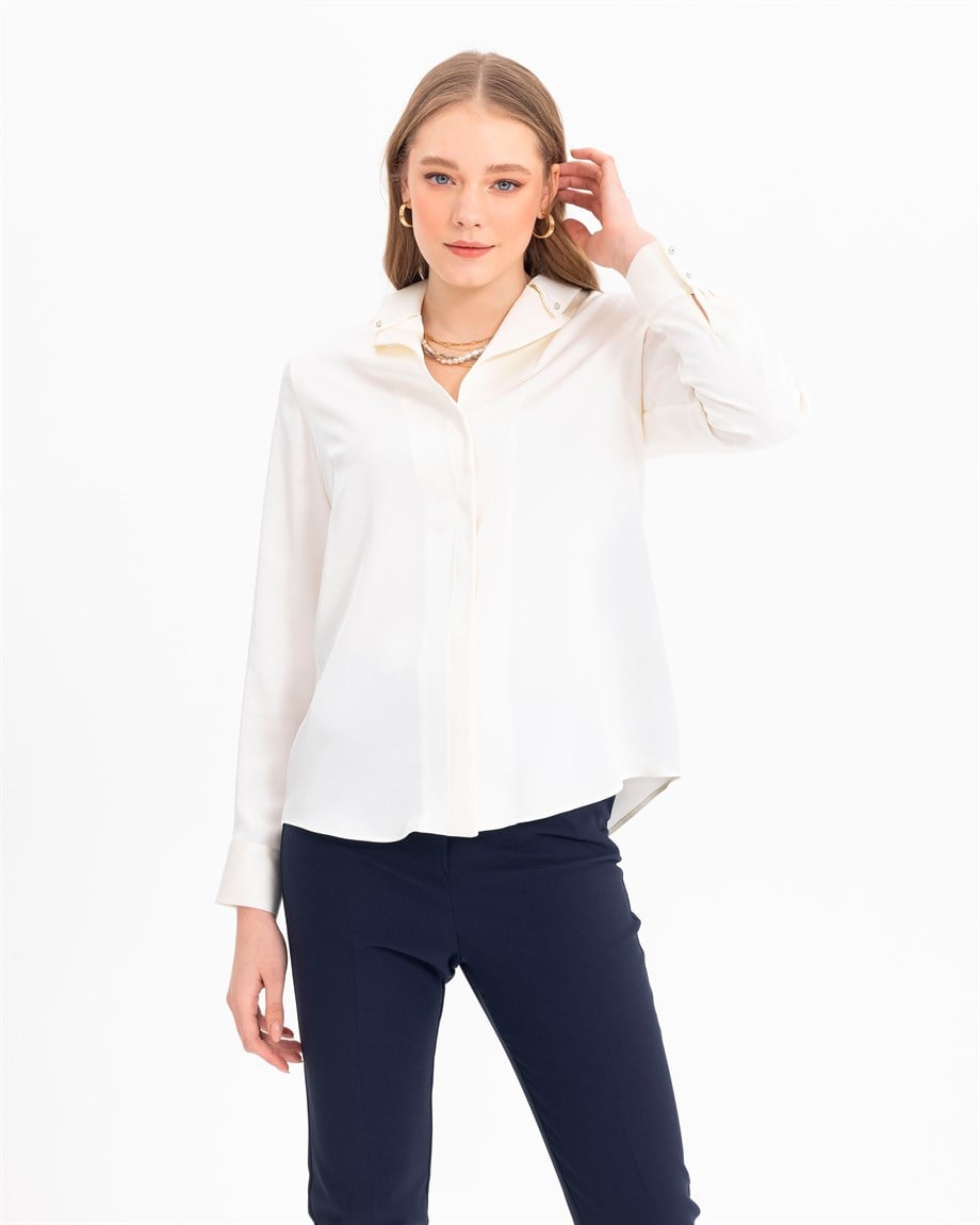 SEÇİL V YAKA UZUN KOLLU BLUZ