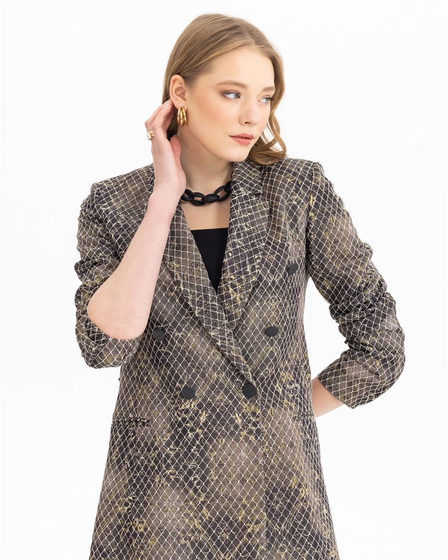 SEÇİL YILAN DERİSİ DESENLİ BLAZER CEKET
