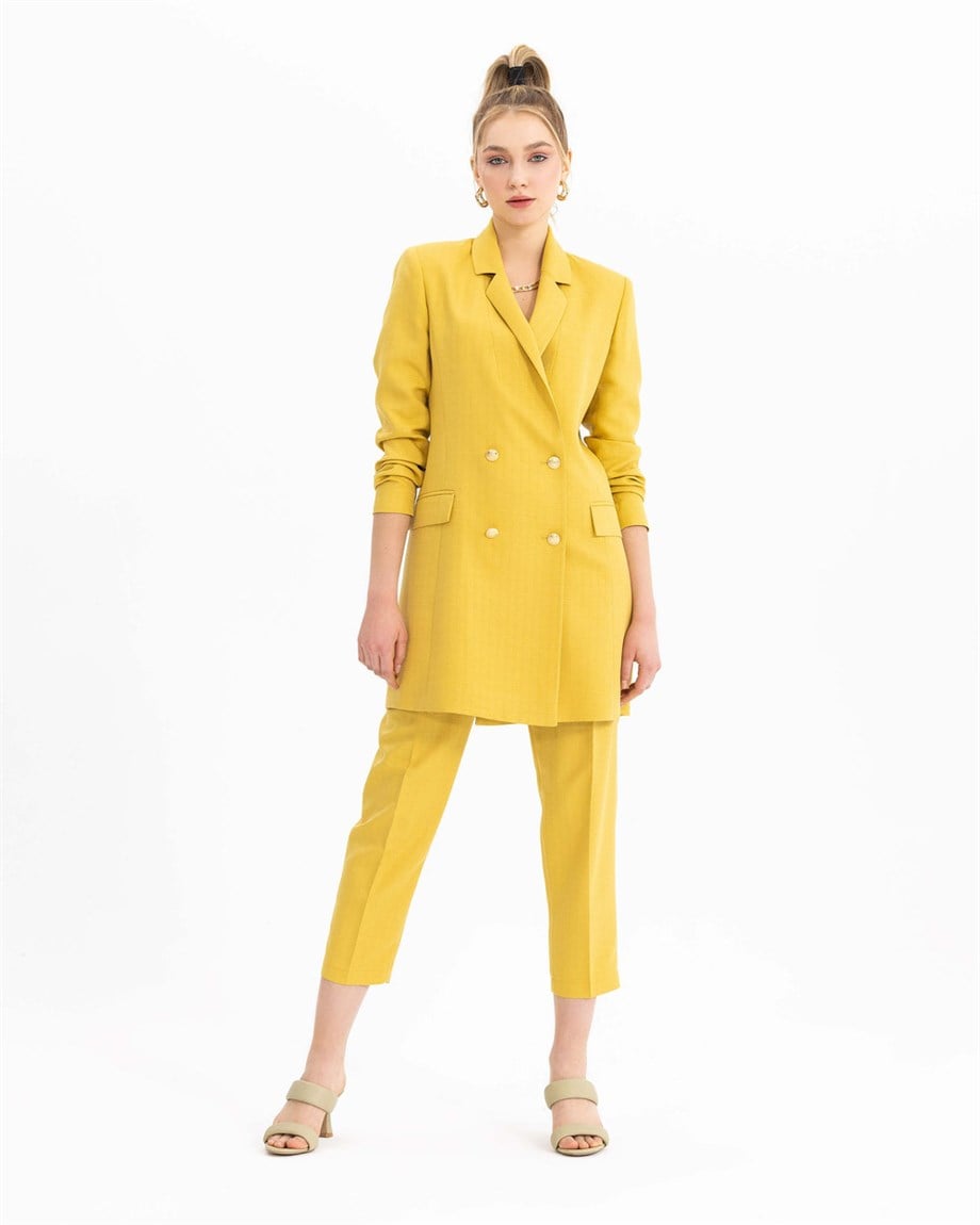 Dört Düğmeli Blazer Ceket - Sarı