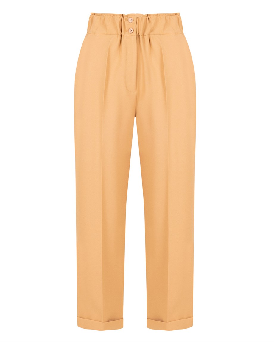 Havuç Kesim Elastik Bel Pantolon - Camel