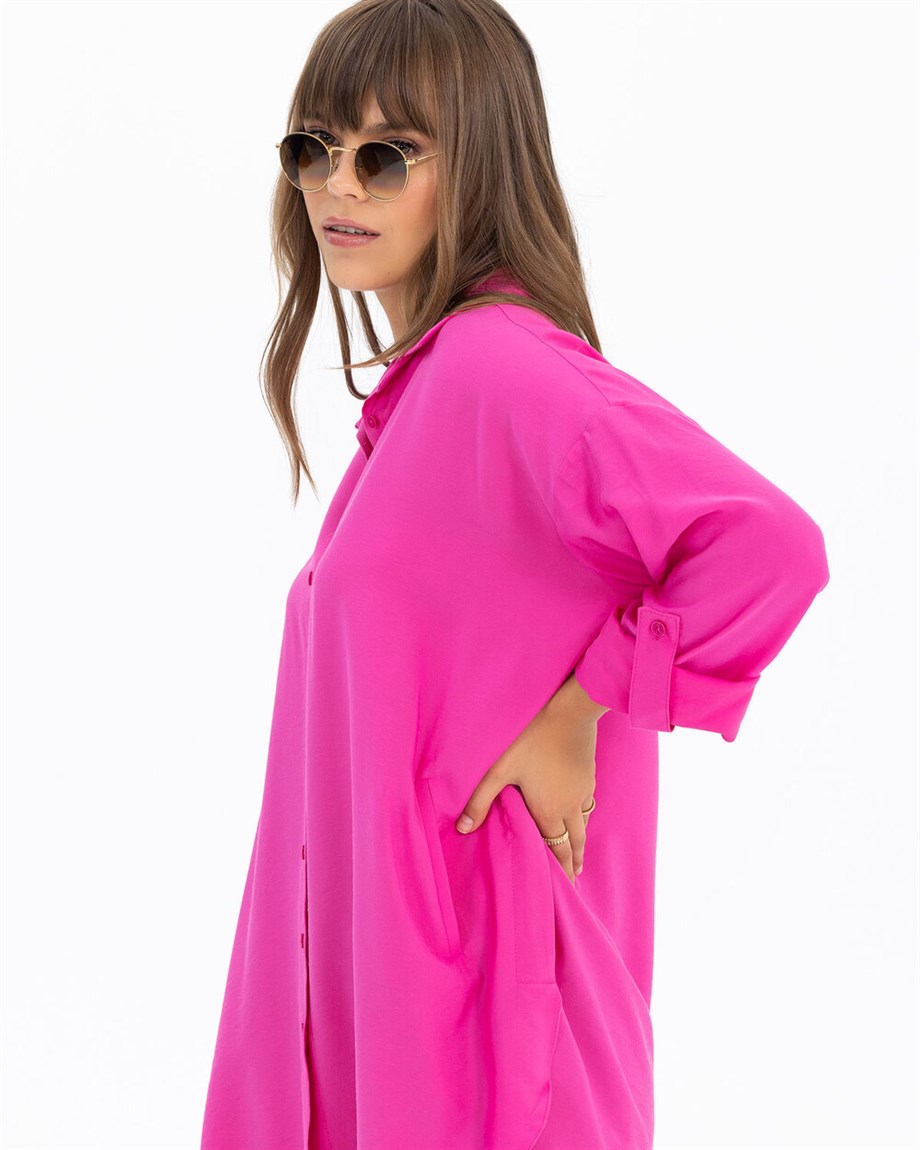 Oversize Gömlek - Fuşya