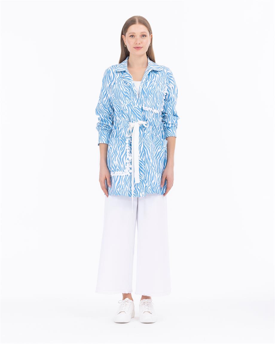 Payet Detaylı Zebra Desen Ceket