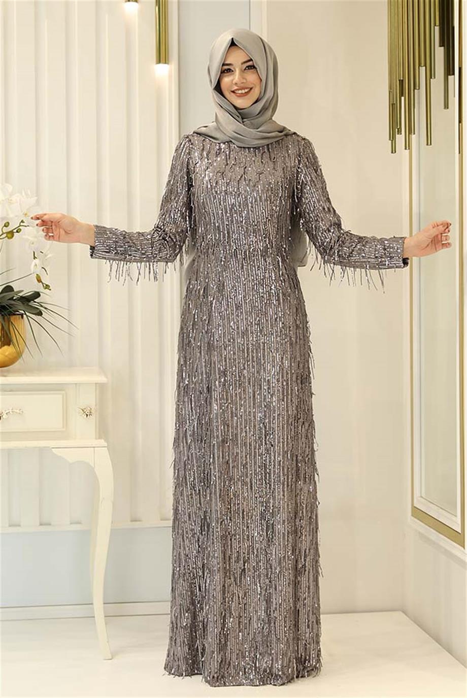 Pınar Şems Afra Abiye Gri