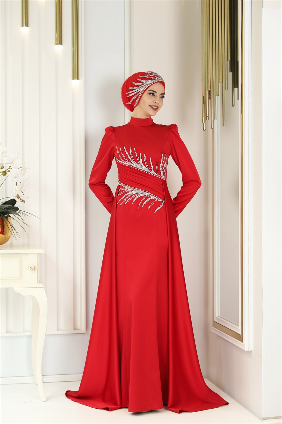 Pınar Şems Anka Abiye Kırmızı