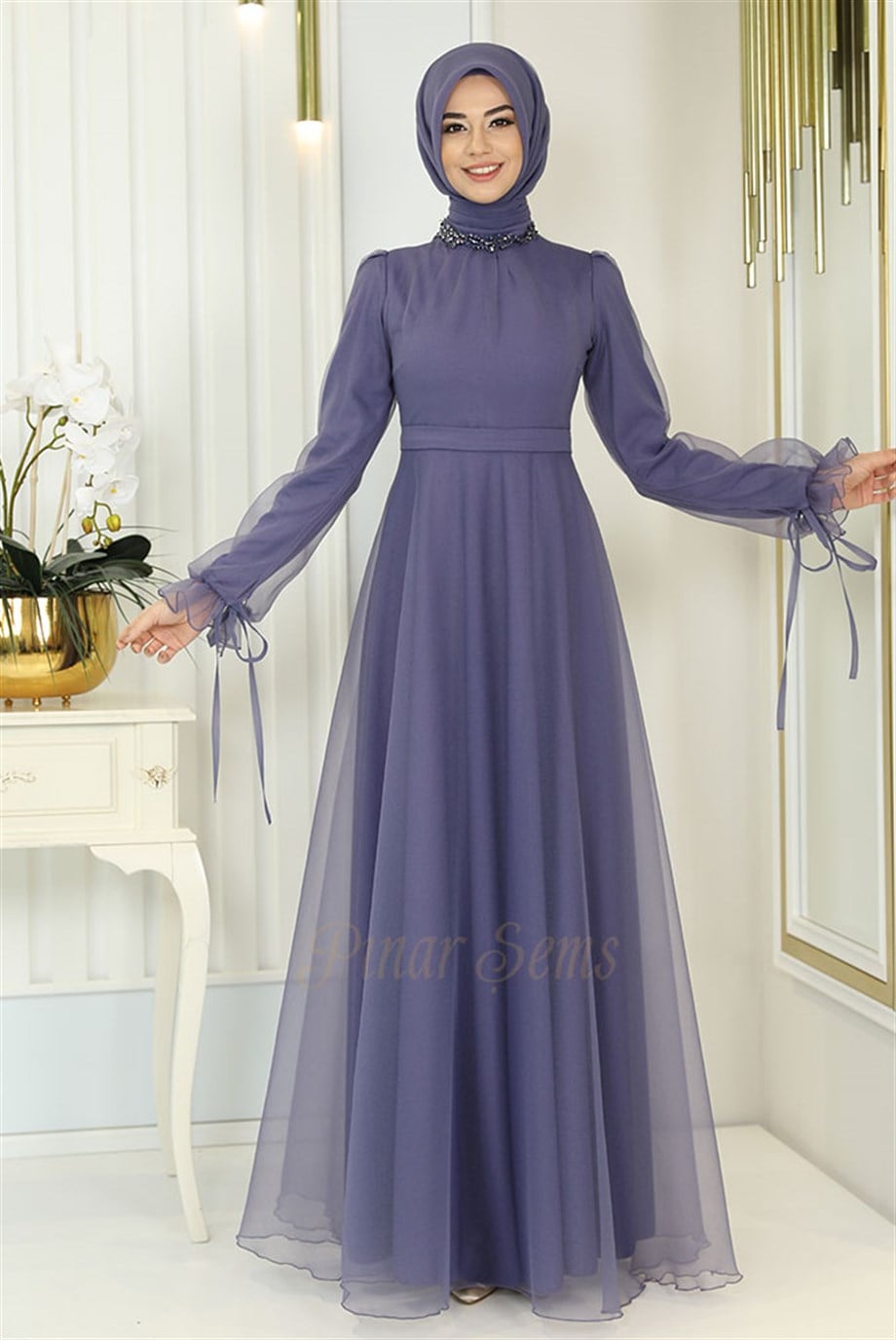 Pınar Şems Çıtır Abiye İndigo