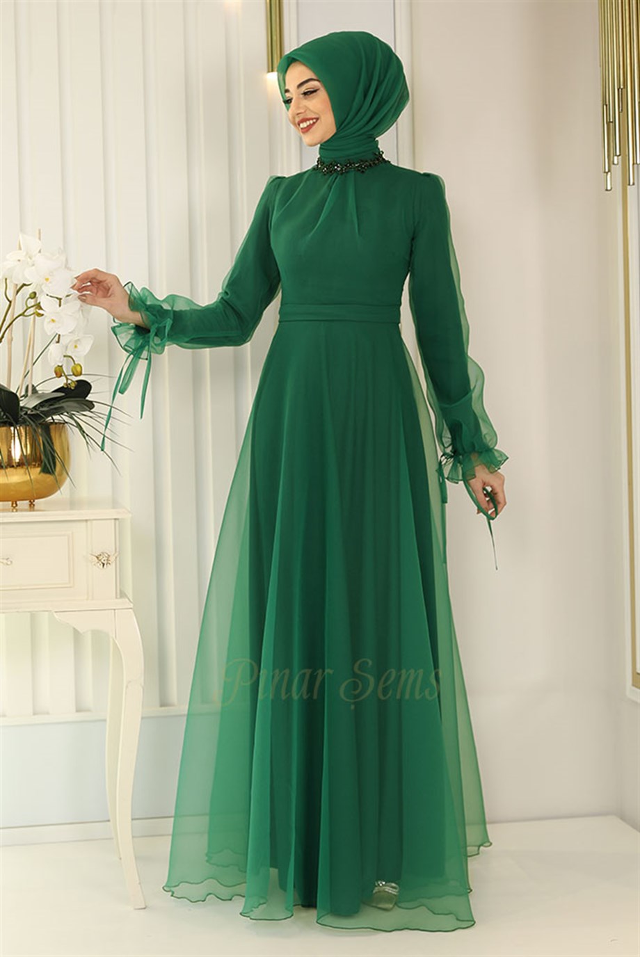 Pınar Şems Çıtır Abiye Yeşil