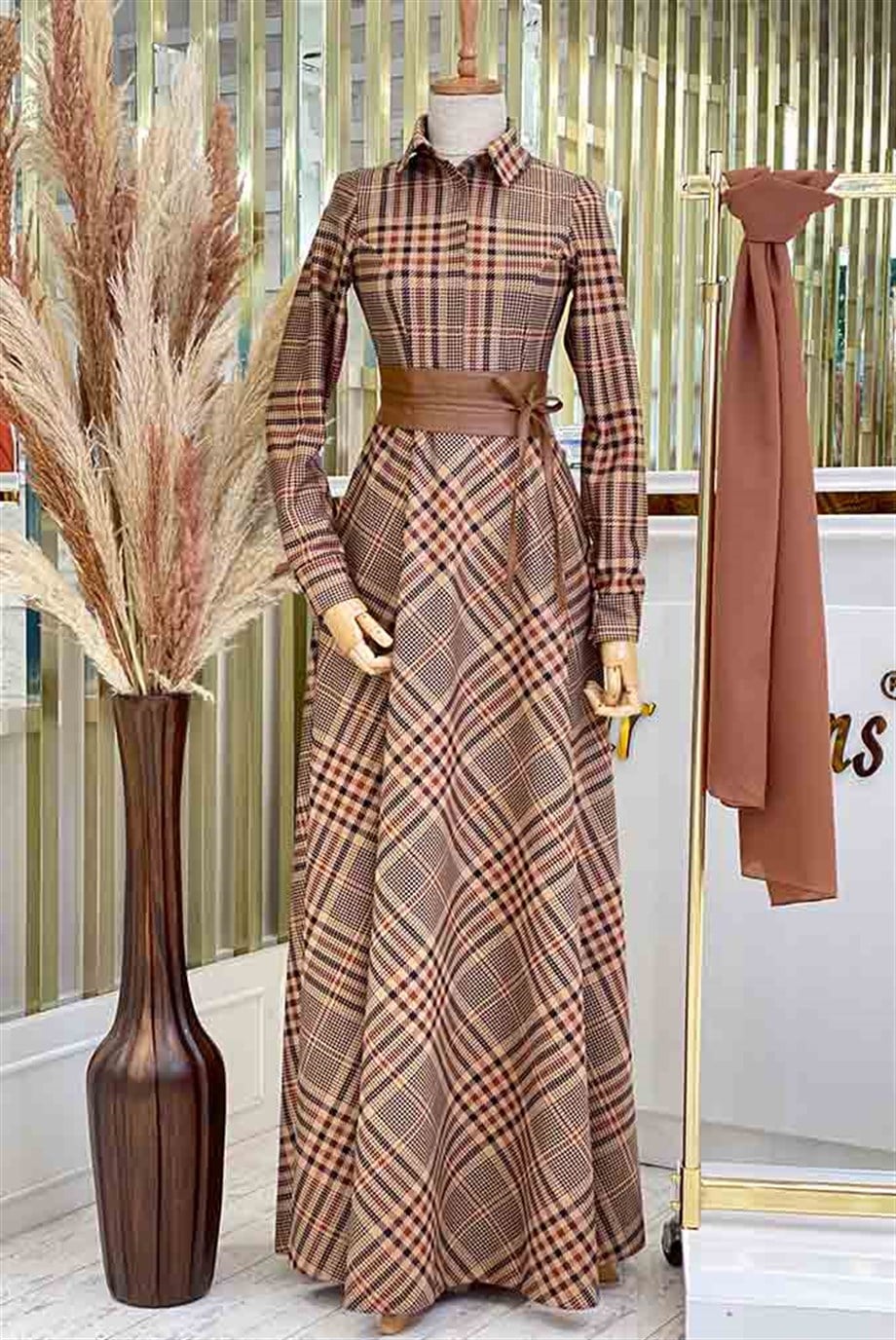 Pınar Şems Ekim Elbise Taba