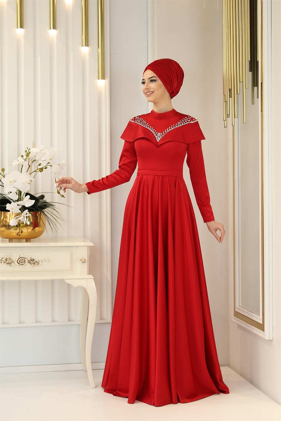 Pınar Şems Flover Abiye Kırmızı