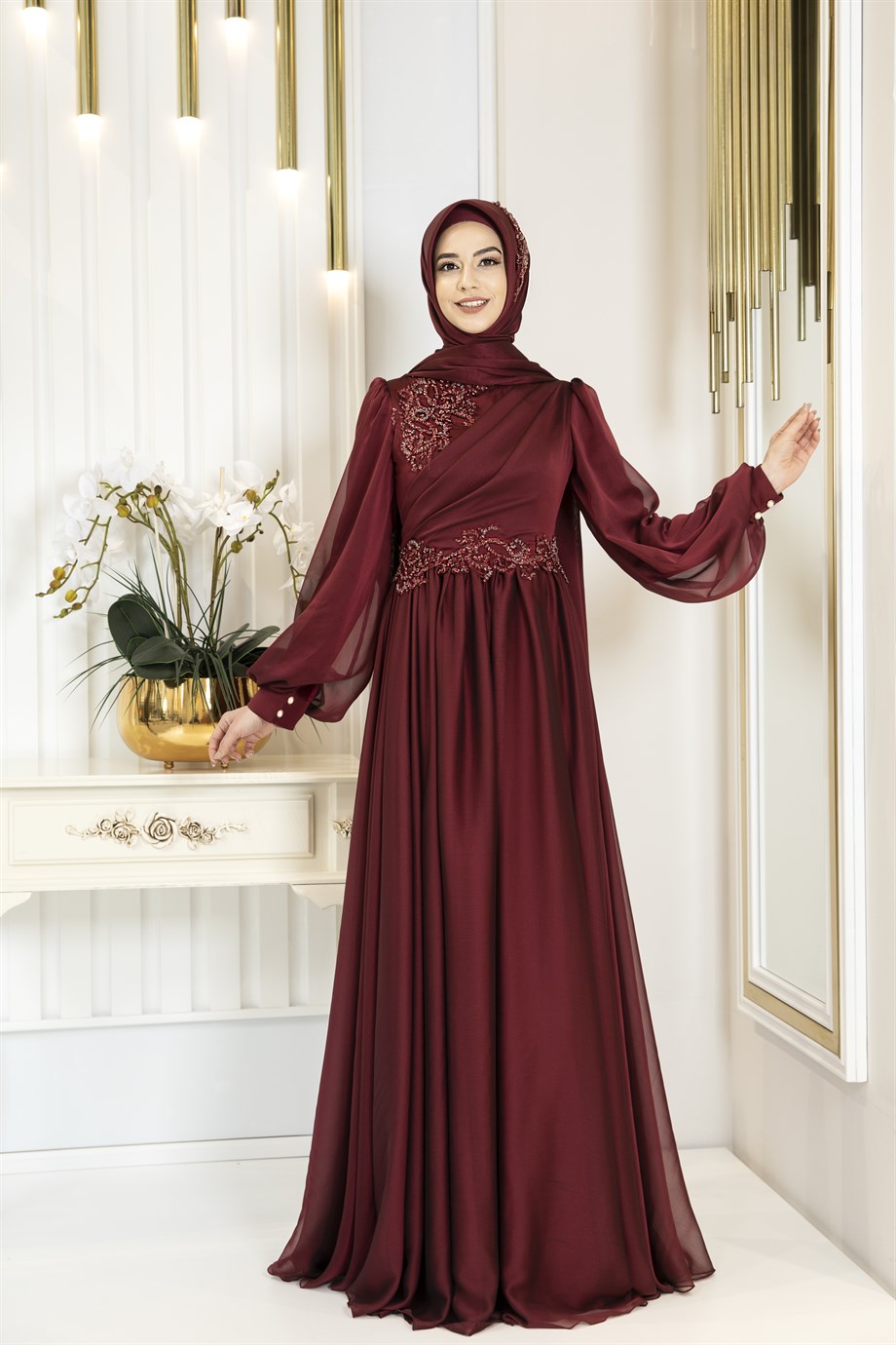 Pınar Şems Gülce Abiye Bordo