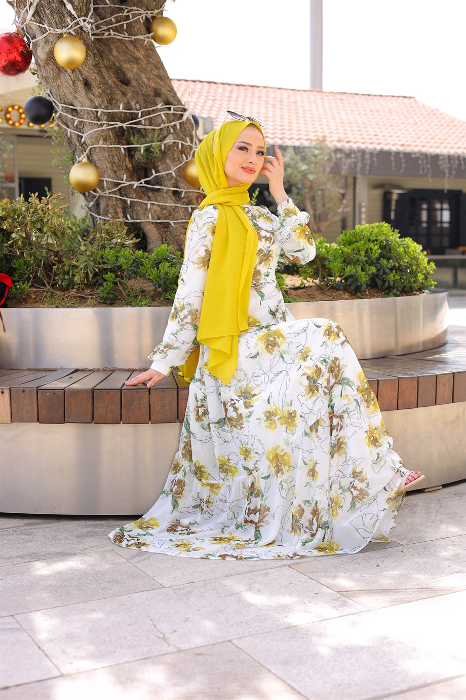 Pınar Şems Gülseli Elbise Yeşil