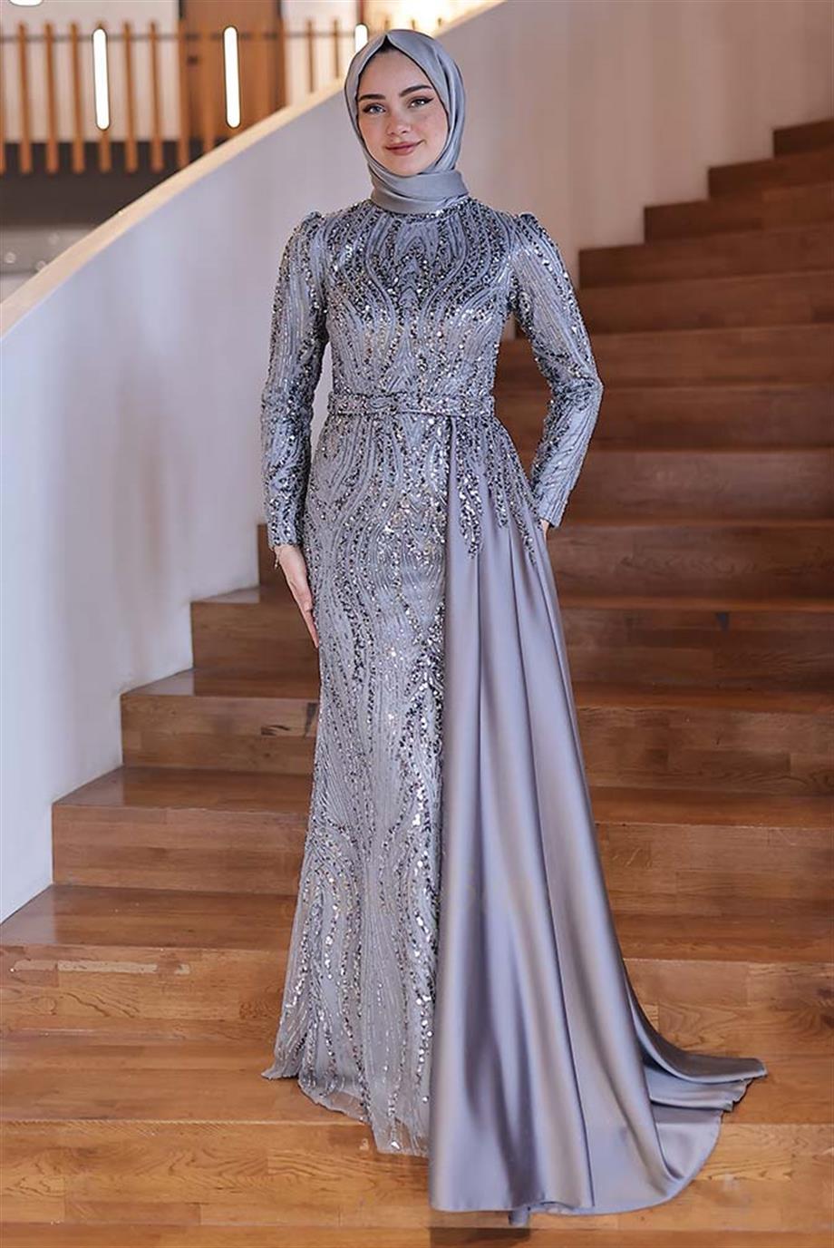 Pınar Şems Hayrunisa Abiye Gri