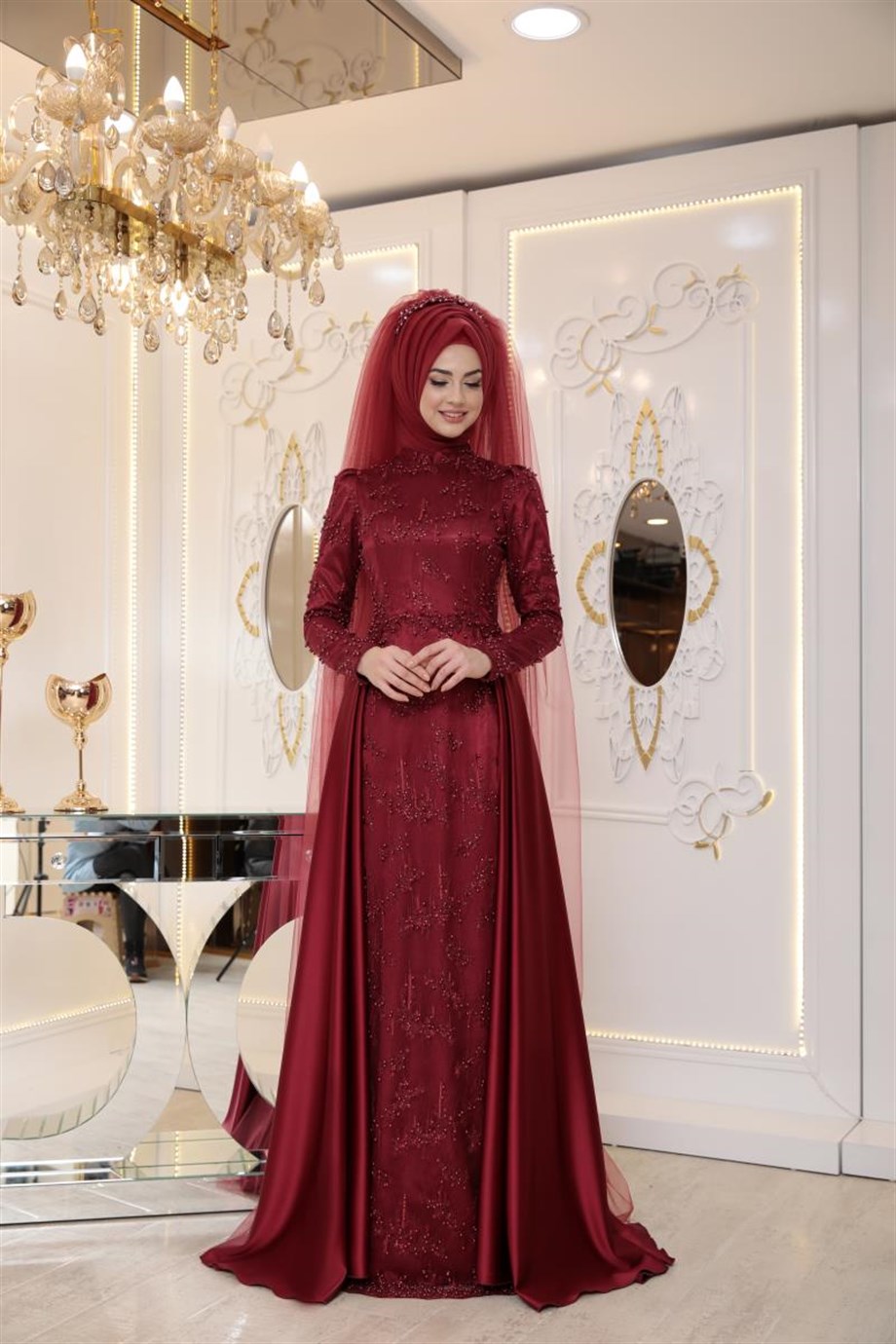 Pınar Şems İkbal Abiye Bordo