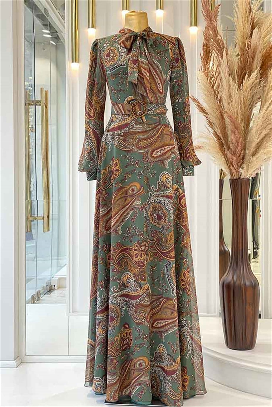 Pınar Şems İkbal Elbise Yeşil