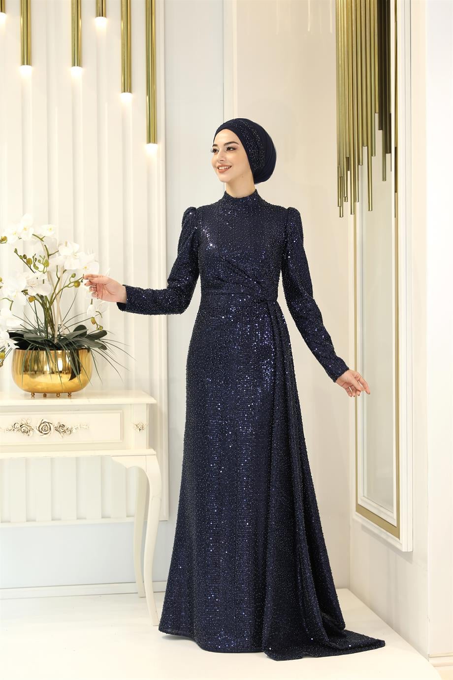 Pınar Şems Karmen Abiye Lacivert