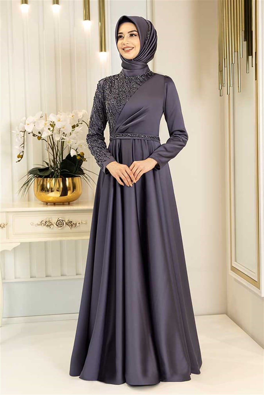 Pınar Şems Leylak Abiye İndigo