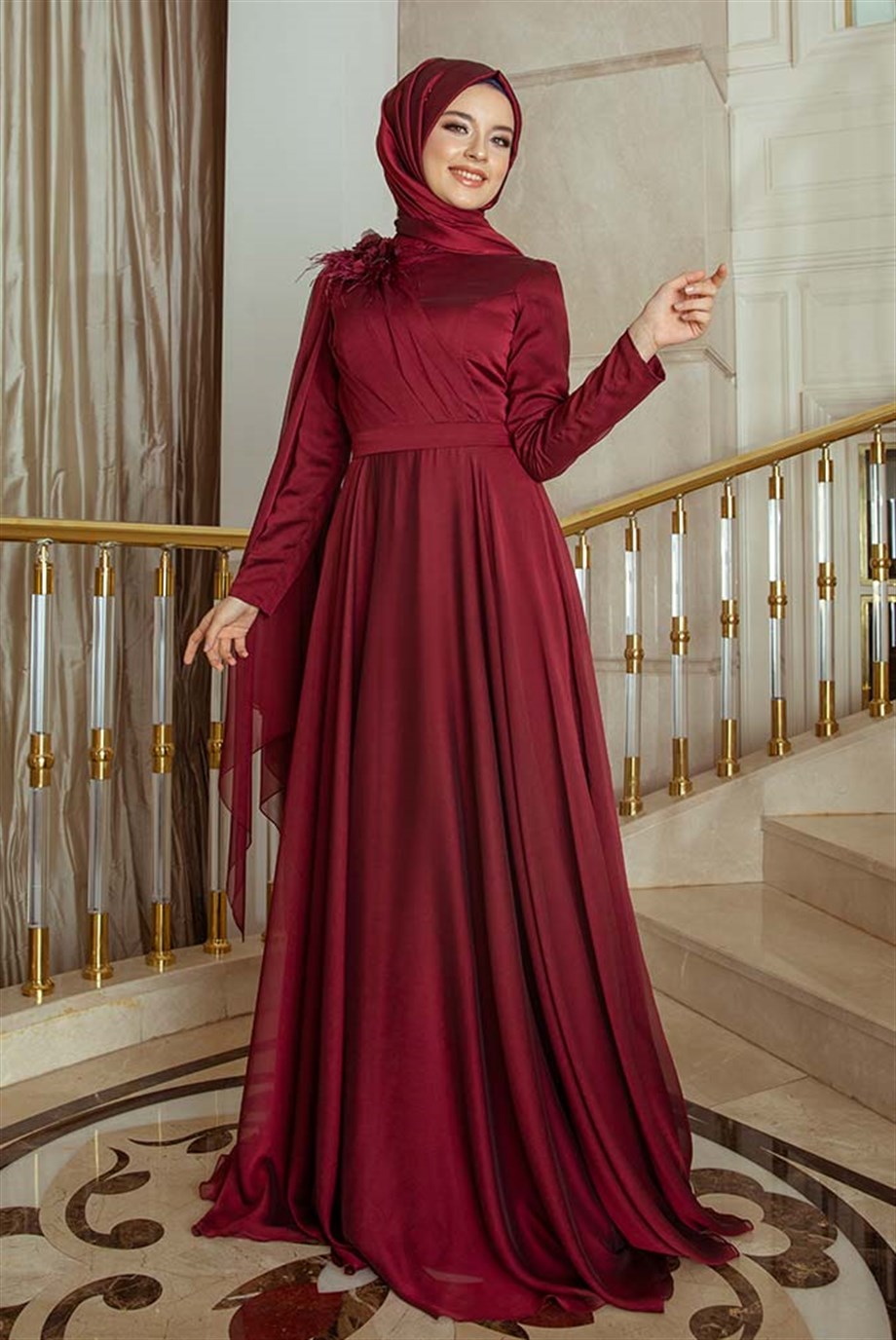 Pınar Şems Yaren Abiye Bordo